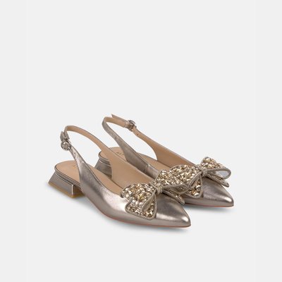 Chaussures plates avec nœud en strass sur le bout et fermeture à boucle ALMA EN PENA