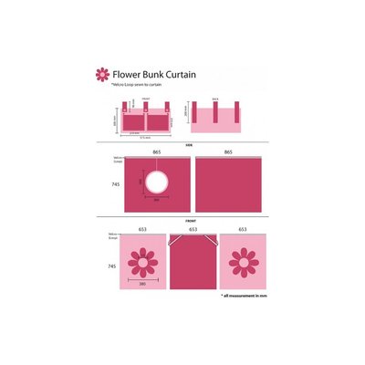 Rideau de lit Pink Flower pour lit Pino VIPACK