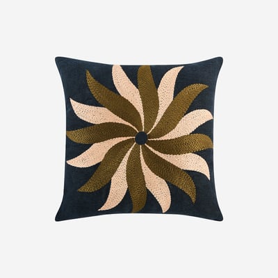 Coussin brodé en lin - 45 x 45 cm CARMEN HABITAT