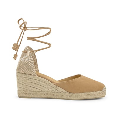 Espadrilles compensées en cuir à lacets avec plateforme tressée CARINA PLATFORM CASTANER
