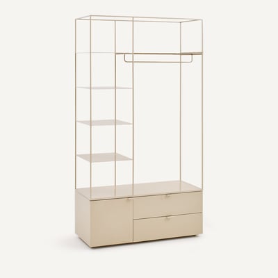 Dressing ouvert en métal fer et MDF plaqué orme ou laqué, KOLYA AM.PM