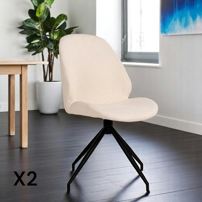 Chaise pivotante blanche en tissu bouclette (lot de 2) BERLIN PIER IMPORT