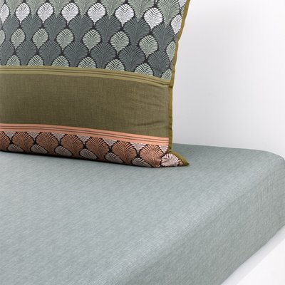 Drap housse en satin de coton lavé gris, SARANG OLIVIER DESFORGES