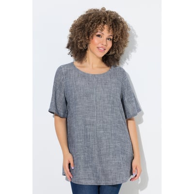 Blouse à rayures en lin mélangé. Encolure ULLA POPKEN