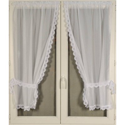 Paire de rideaux bonne femme à bord macramé HOME MAISON
