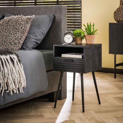 Chevet noir 1 tiroir 1 niche LUCKNOW PIER IMPORT