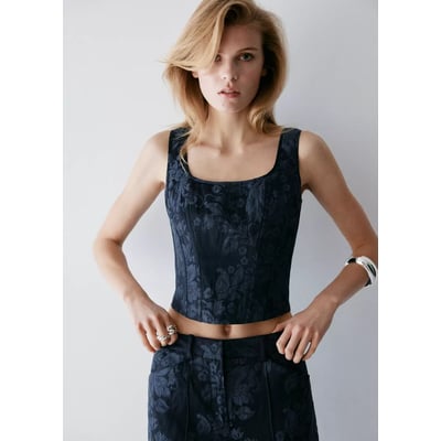 Top style corset imprimé à fleurs MANGO