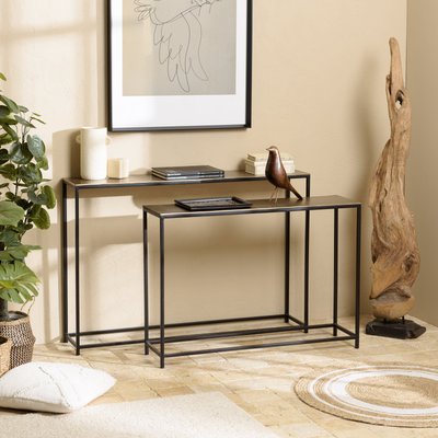 Console en métal aluminium doré et noir (lot de 2) ZALA PIER IMPORT