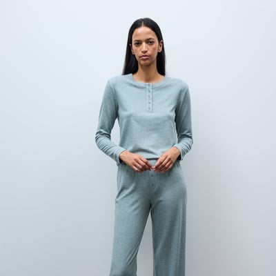 Pantalon de pyjama côtelé en coton et modal MONOPRIX