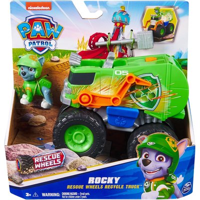 Paw Patrol - Pat Patrouille - Véhicule + figurine Rocky Rescue Wheels SPIN MASTER