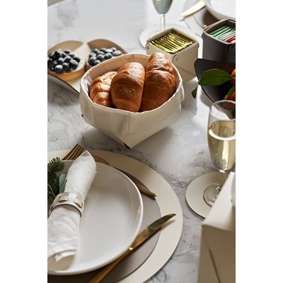 Корзина для фруктов и  декора из натуральной кожи, 15 x 15 x H7 см SO'HOME
