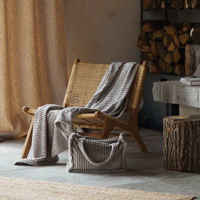 Ensemble plaid et sac doux côtelé - QABANE HOME MAISON