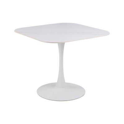 Table à manger carrée en céramique et pied tulipe en métal L90 - MARSA HELLIN, DEPUIS 1862