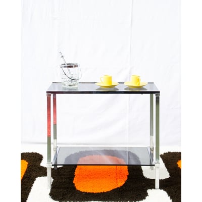 Table d'appoint verre fumé Hanna N°1619 - Bon état DEBONGOUT