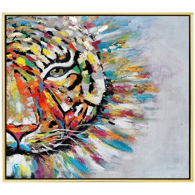 Tableau de tigre coloré cadre doré PIER IMPORT