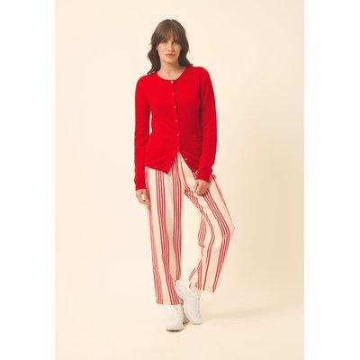 KATHARINE cardigan col rond rouge en cachemire JUST CASHMERE