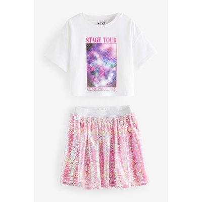 Jupe à sequins et t-shirt boule facettes NEXT
