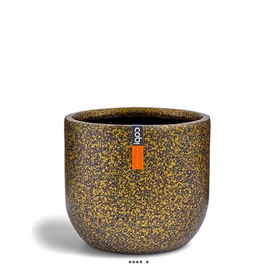Superbe pot Terrazzo forme eggpot plastique H 21 x D 23 cm Doré ARTIFICIELLES