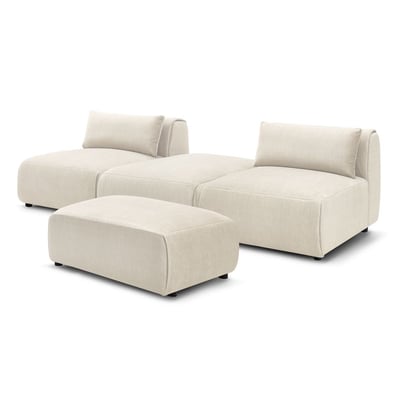 Canapé modulable 4 places en velours avec pouf, JEANNE BOBOCHIC