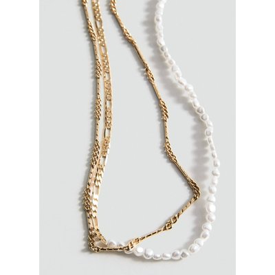 Collier double chaîne perles MANGO