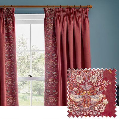 Strawberry Thief Embroidered Pencil Pleat Curtains MORRIS & CO.