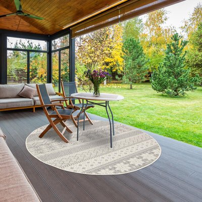 Tapis rond d'extérieur, kilim reversible LYN2 AZ ROND REVERSIBLE UN AMOUR DE TAPIS