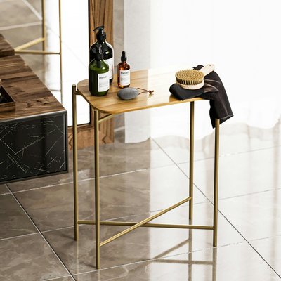 Petite table bois rectangulaire - structure métal doré JENA PIER IMPORT