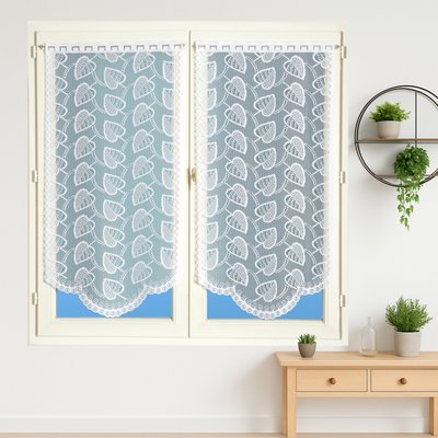 Paire de vitrages dentelle base arrondie feuilles HOME MAISON