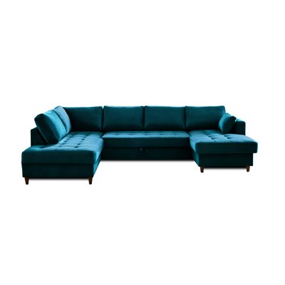 Canapé d'Angle Convertible en Velours 7 places - ANNA LISA DESIGN