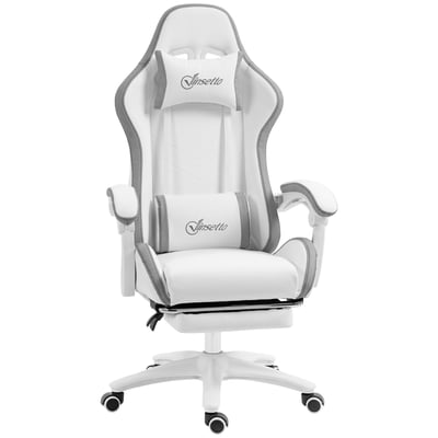 Fauteuil gaming Polyuréthane Blanc et gris HOMCOM