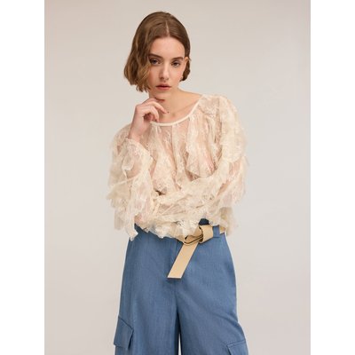 Blouse en dentelle avec détail de ruches MOTIVI
