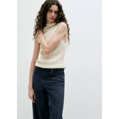 Jean wide leg à carreaux MANGO