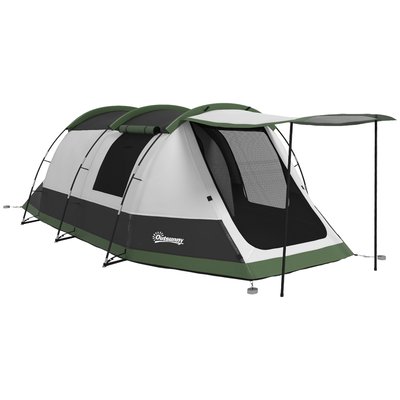 Tente de camping 3-4 pers. étanchéité 2000 mm sac gris OUTSUNNY