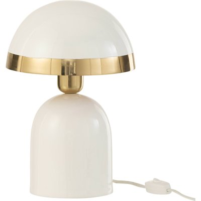 Lampe de table blanche bord doré en métal brillant design chic RECOLLECTION