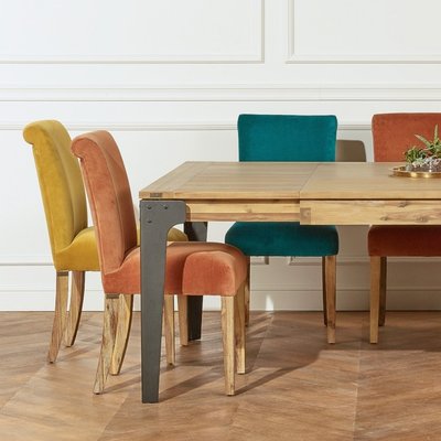 Lot de 2 chaises en acacia et velours ALIX ROBIN DES BOIS