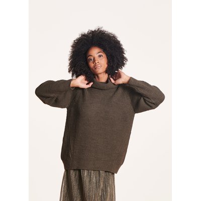 Pull ample col boule en côtes perlées LA FEE MARABOUTEE