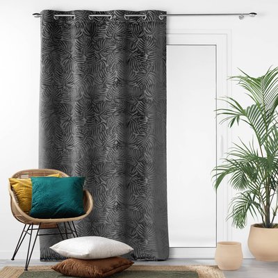 Rideau occultant en velours feuilles de monstera DOUCEUR D'INTÉRIEUR