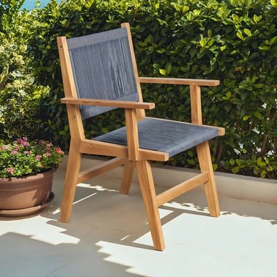 Fauteuil jardin en teck et corde Cléo WANDA COLLECTION