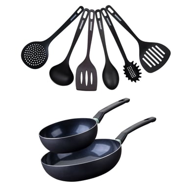 Set de 2 woks de 20 et 6 ustensiles BRANDAO FACKELMANN
