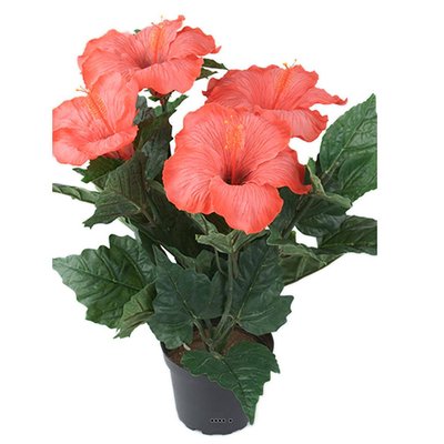 Hibiscus artificiel en pot H 38 cm 6 têtes ARTIFICIELLES