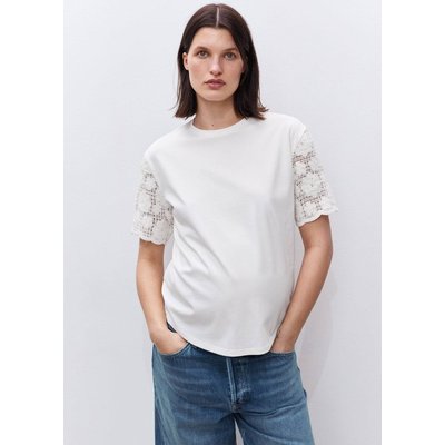 T-shirt en coton avec manches en crochet MANGO