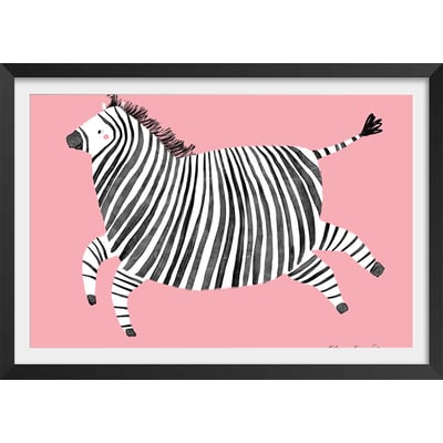 Affiche enfant zèbre rose HEXOA
