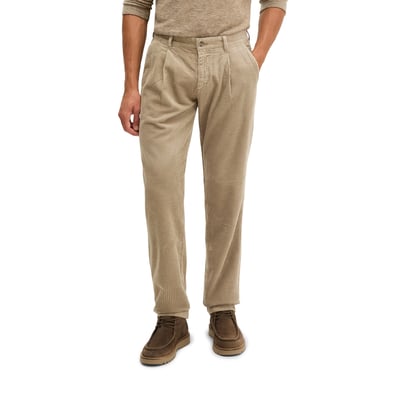 Pantalon en velours côtelé modèle Osby, à plis et coupe fuselée en pur coton biologique MARC O'POLO