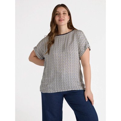 T-shirt bimatière avec le devant et les manches à motif optique et le dos en jersey FIORELLA RUBINO