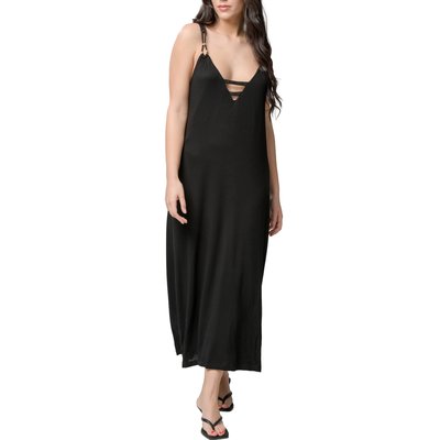 Robe longue estivale OCÉANE noir LUNA SPLENDIDA