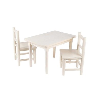 Salon enfant 1 table 2 chaises en pin blanchi AUBRY GASPARD