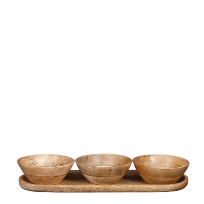 Plateau et ses 3 bols TOMAR MICA DECORATIONS