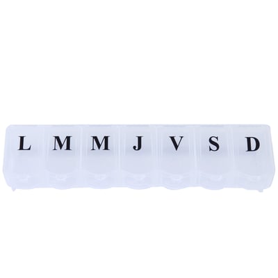 Pilulier 7 jours plastique transparent 16.5x4x3cm WADIGA