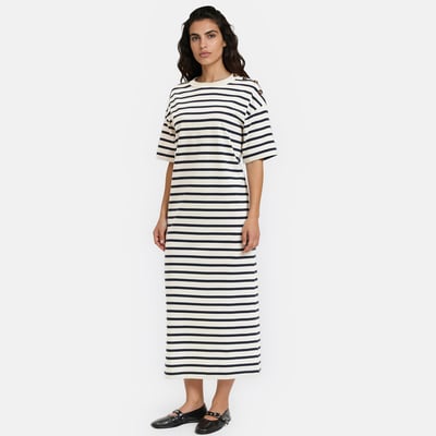 Robe longue jersey rayé boutonnage épaule LA REDOUTE COLLECTIONS