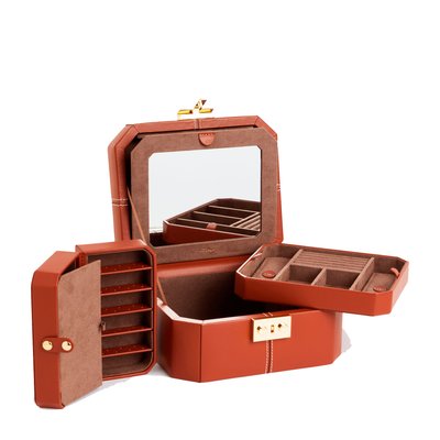 Boîte à bijoux fermoir T petite en cuir LE TANNEUR